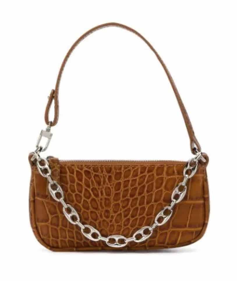 BY FAR Mini Rachel Crocodile-Effect Shoulder Bag